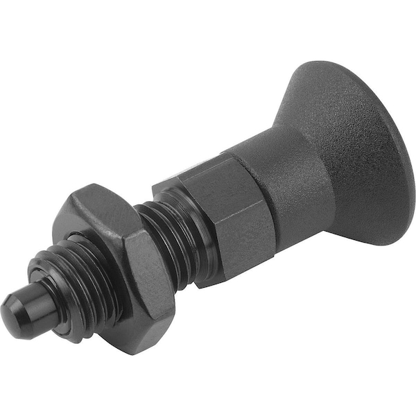 Indexing Plunger W Marker Ring Size:1 D1=M10X1, D=5, Form:B Wo. Groove W Locknut, Steel Hardened,